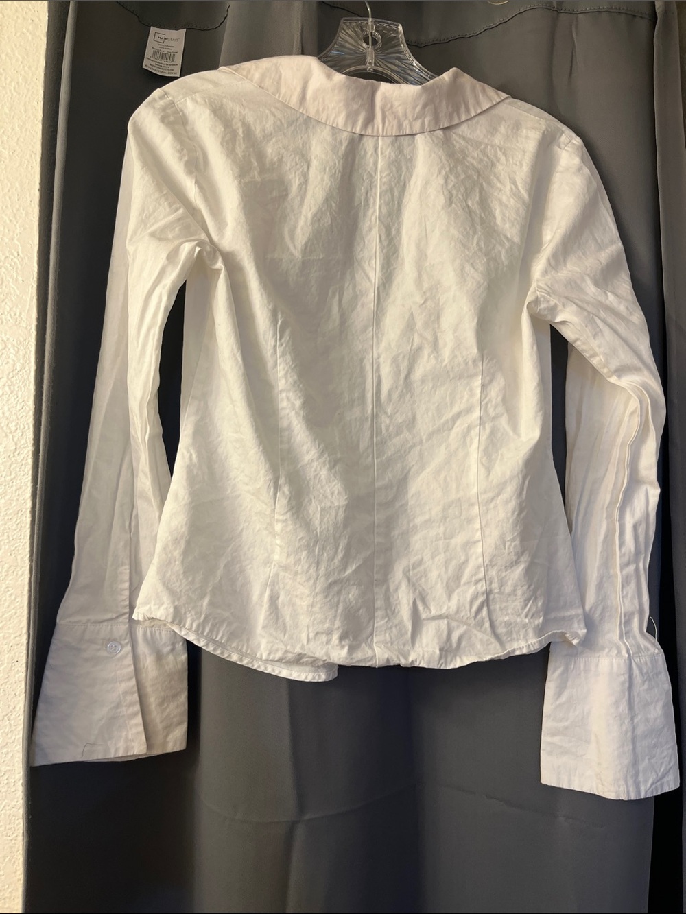 Self Esteem White Ruched Button-Front Long Sleeve Shirt - Picture 3 of 4